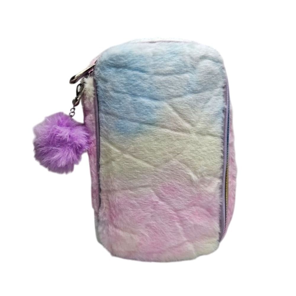 Estojo Escolar Pelúcia Rainbow Arco-Íris Organizador Grande Tye Dye Feminino Menina Volta as Aulas