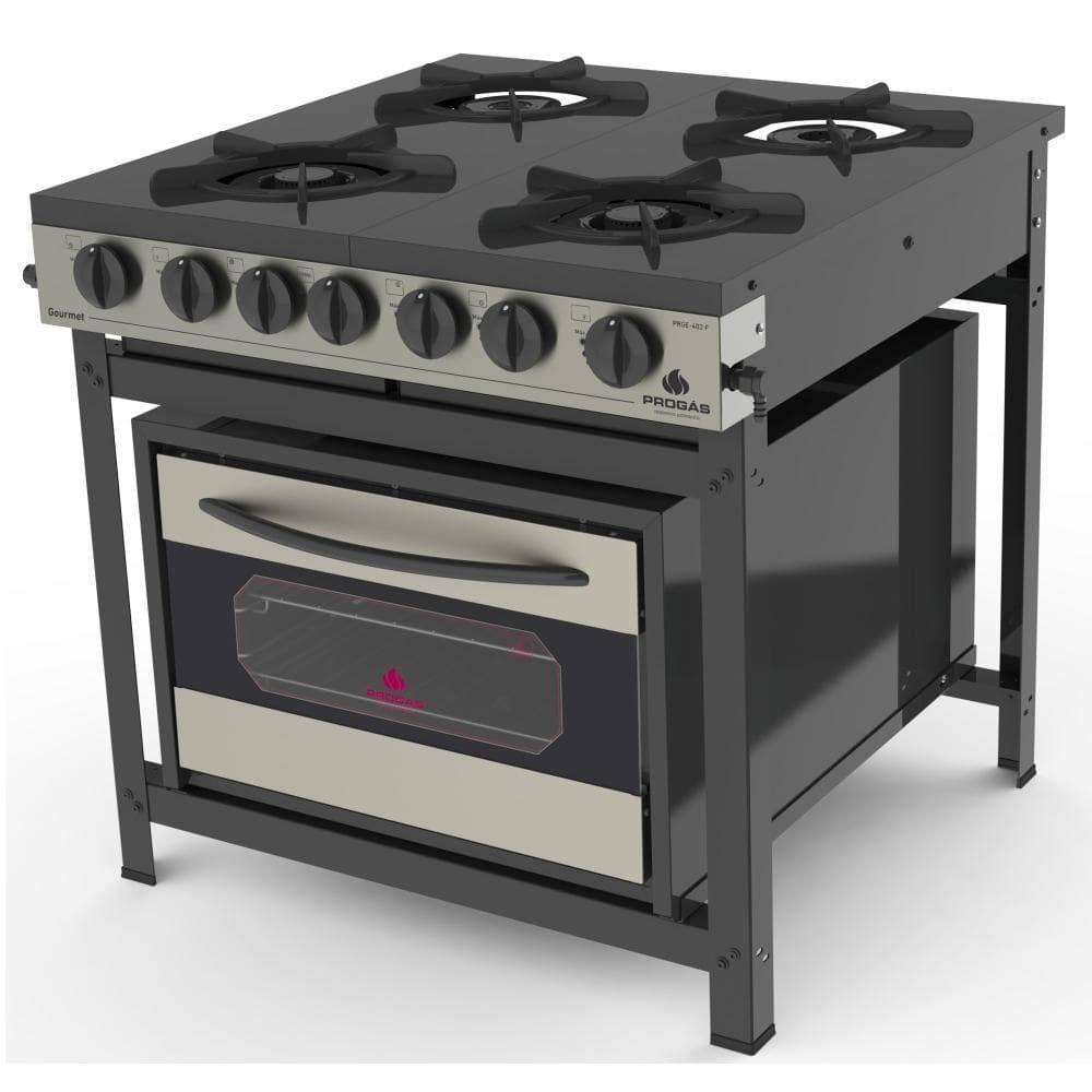 Fogão Progás Inox 2 Queimadores Simples 2 Duplos com Forno PRGE-402F GOURMET