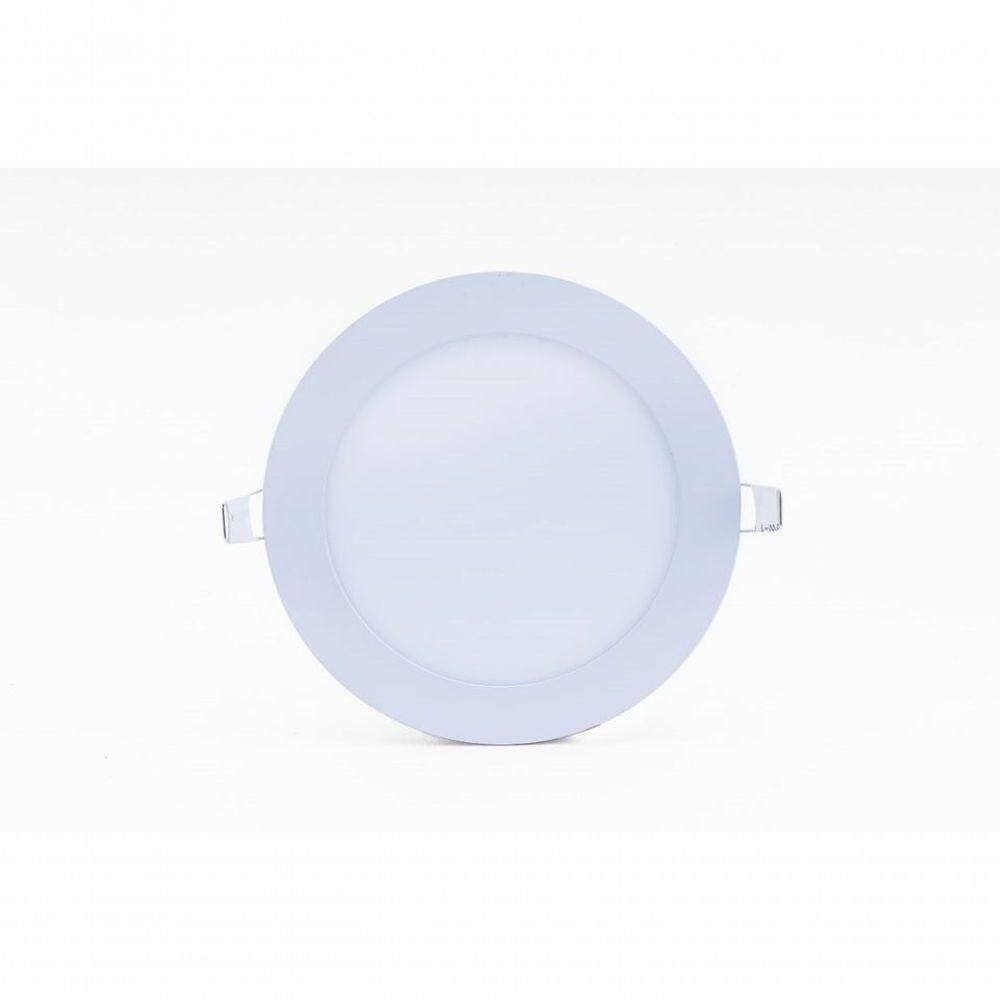 Plafon Led Slim 12w Redondo Embutir 6500k Branco Frio Bivolt - Kit Com 3 Un.