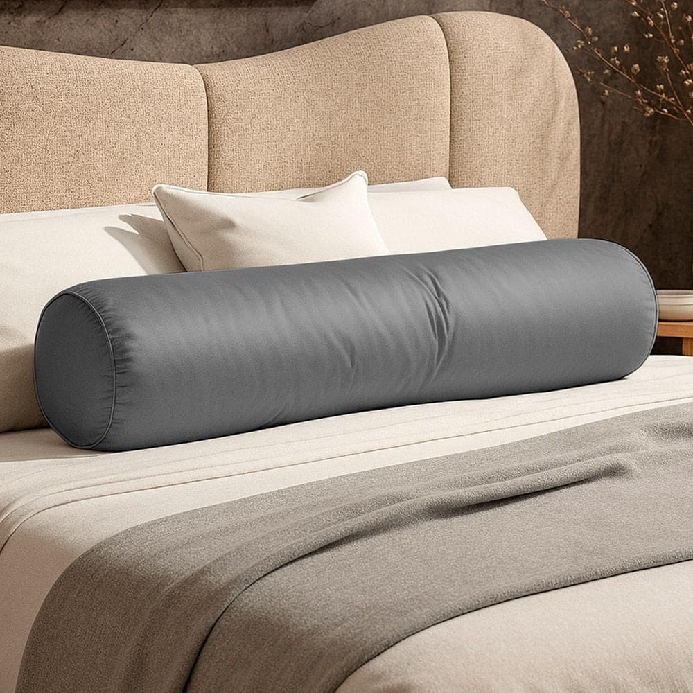 Almofada Travesseiro Bastão Tubo Rolo Dot 140cm Macia Veludo Cinza - Desk Design