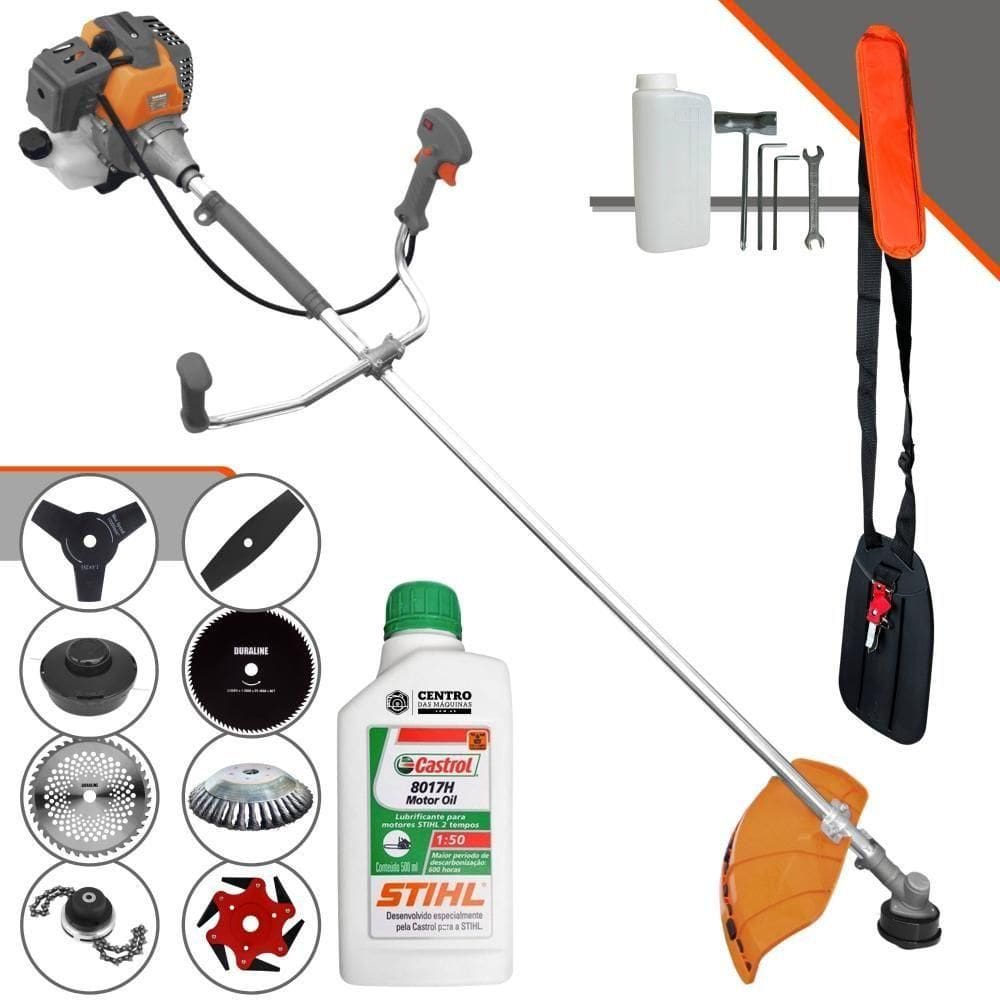 Roçadeira Tekna Rl520p + 6 Facas + Escova + óleo Stihl