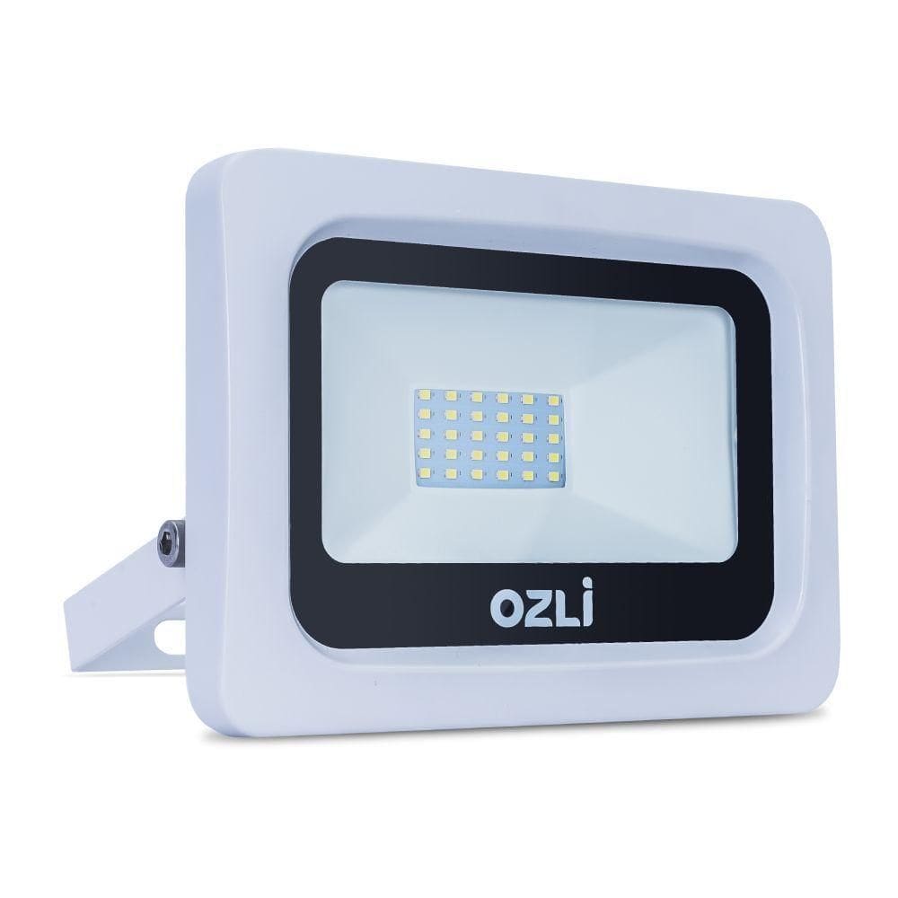 Refletor Led Slim 50w 6500k Bivolt Ip65 Carcaça Branca Alta Luminosidade