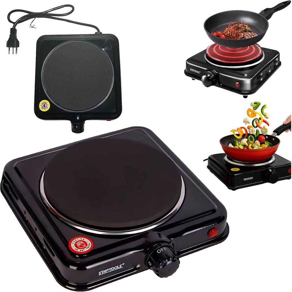 Fogão Elétrico Indução Portátil 1000W | 1 Boca 5 Níveis De Temperatura | Design Compacto