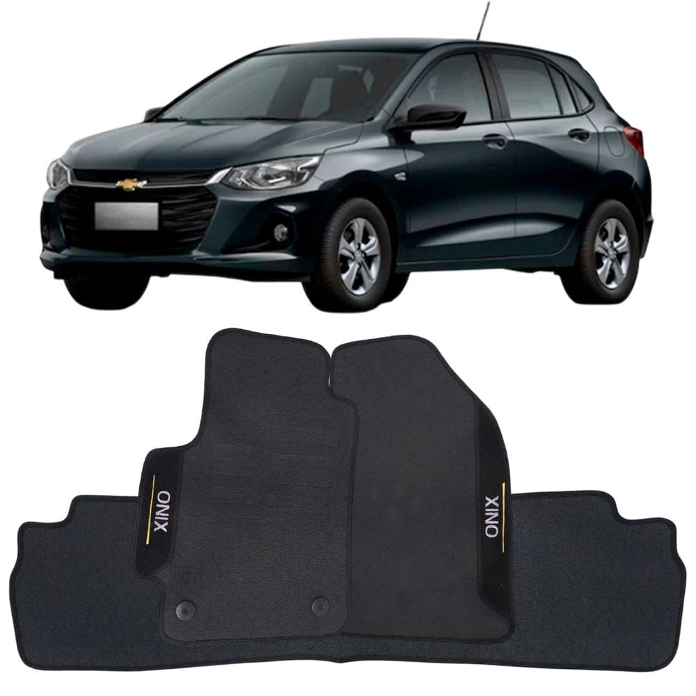 Tapete Borracha Onix 2020 à 2025 Preto Pvc Logo Bordado Jogo 3 Peças Personalizado Automotivo Wave