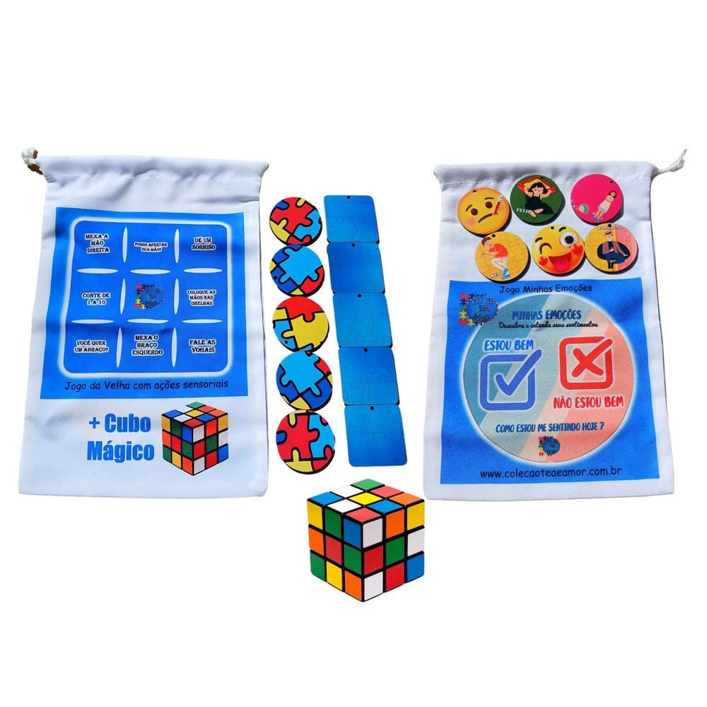 Saquinho com Jogos e Brincadeiras Cognitivas para Autistas