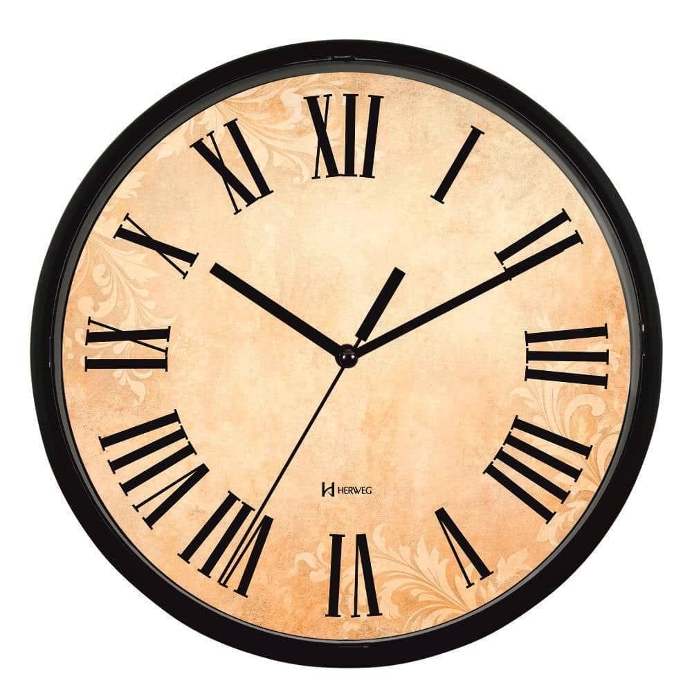Relógio De Parede Herweg Ref: 660145-034 Preto Algarismo Romano