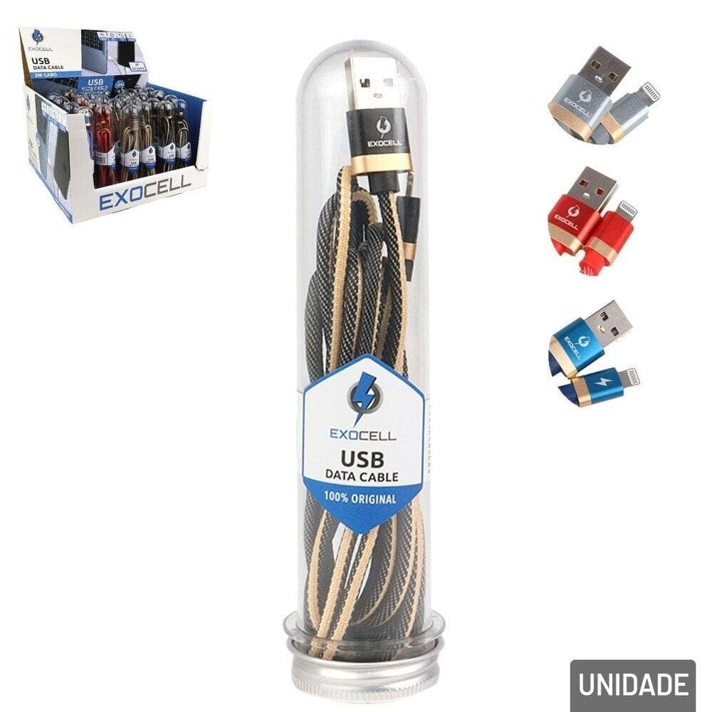 Cabo USB 200cm Reforçado Color - Tudo em Caixa