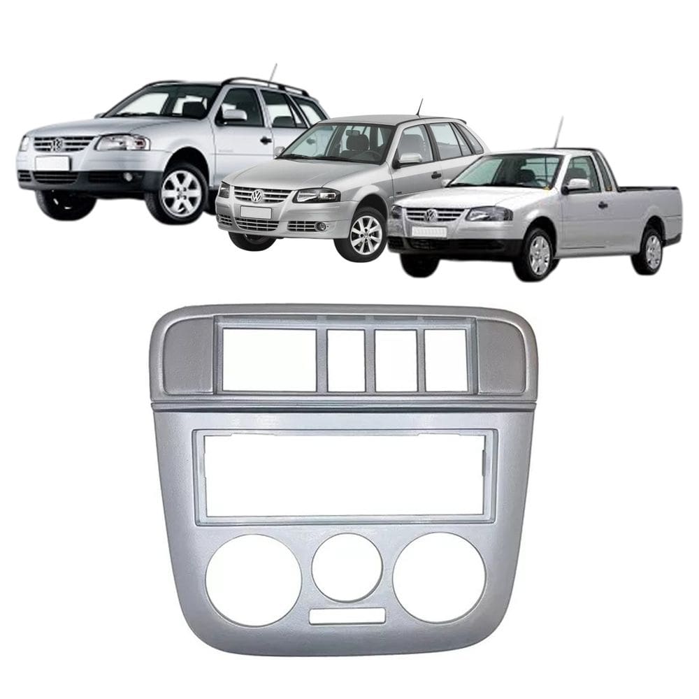 Moldura 1 Din Gol G4 Parati Saveiro 2006 à 2009 5 Botões Prata Painel Rádio Som Expex Epx Vw-535
