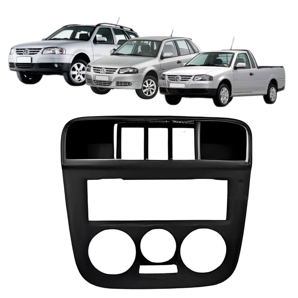 Moldura 1 Din Gol G4 Parati Saveiro 2006 à 2009 3 Botões Preta Painel Rádio Som