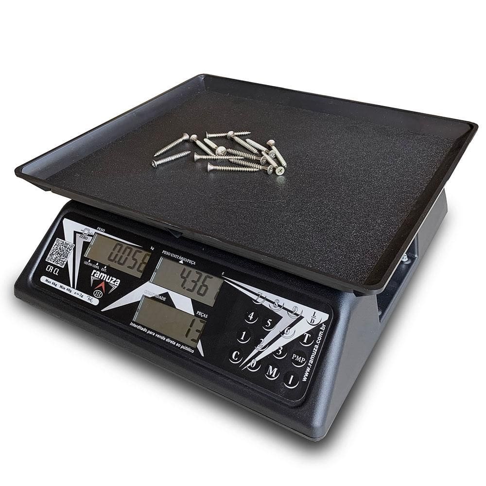 Balança Contadora Ramuza 6kg/2g Bivolt Cristal Preta Com Bateria