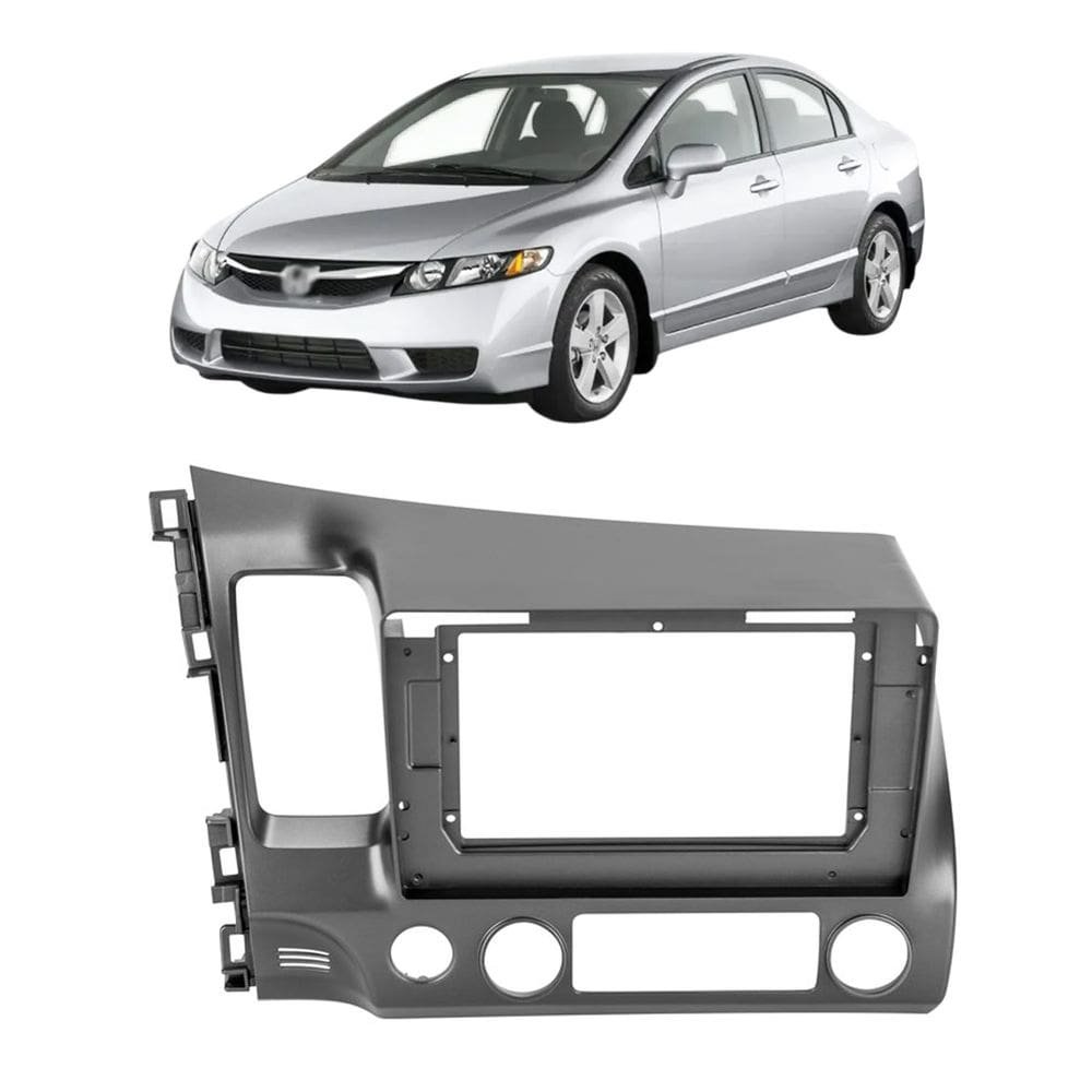 Moldura 10 Polegadas New Civic 2008 à 2011 Grafite Painel Central Multimidia Expex Epx10ho005 Som