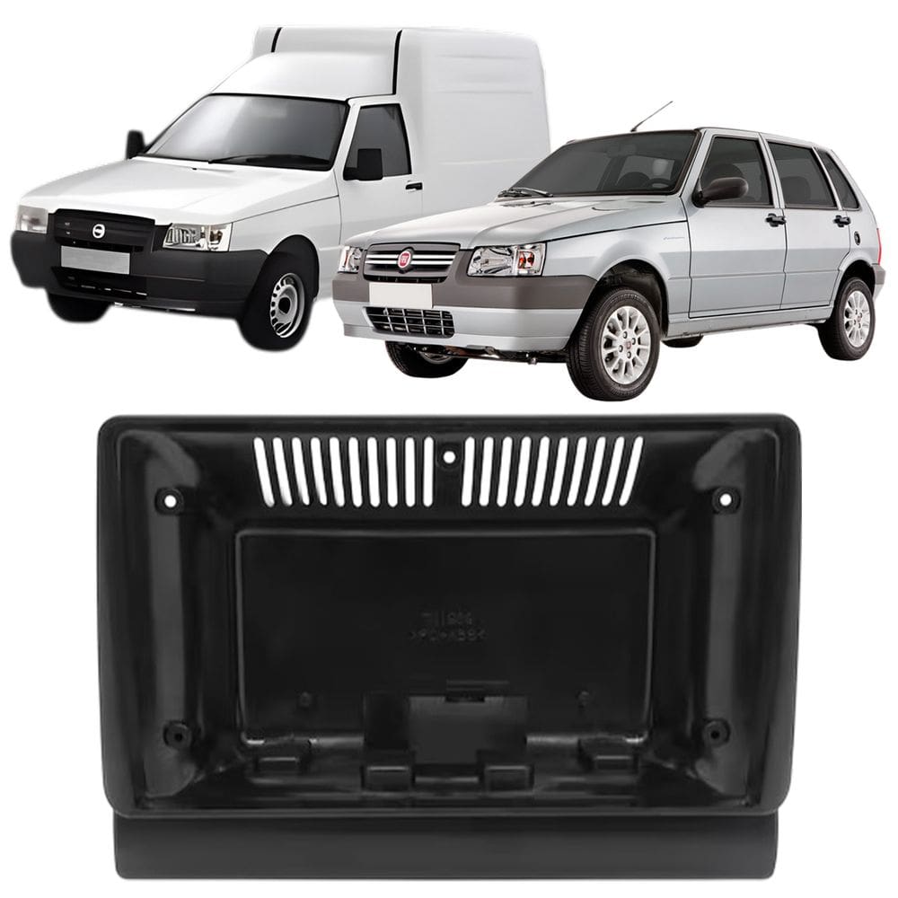 Moldura 9 Polegadas Uno Mille Fiorino 1994 à 2013 Preta Painel Central Multimidia