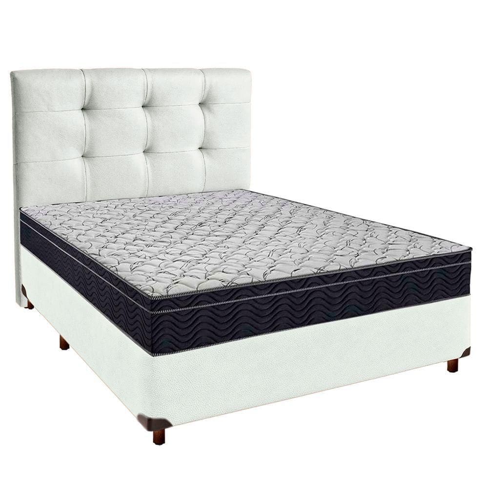 Cama Box Branco+ Colchão Casal Airtech 150 Ortobom + Cabeceira