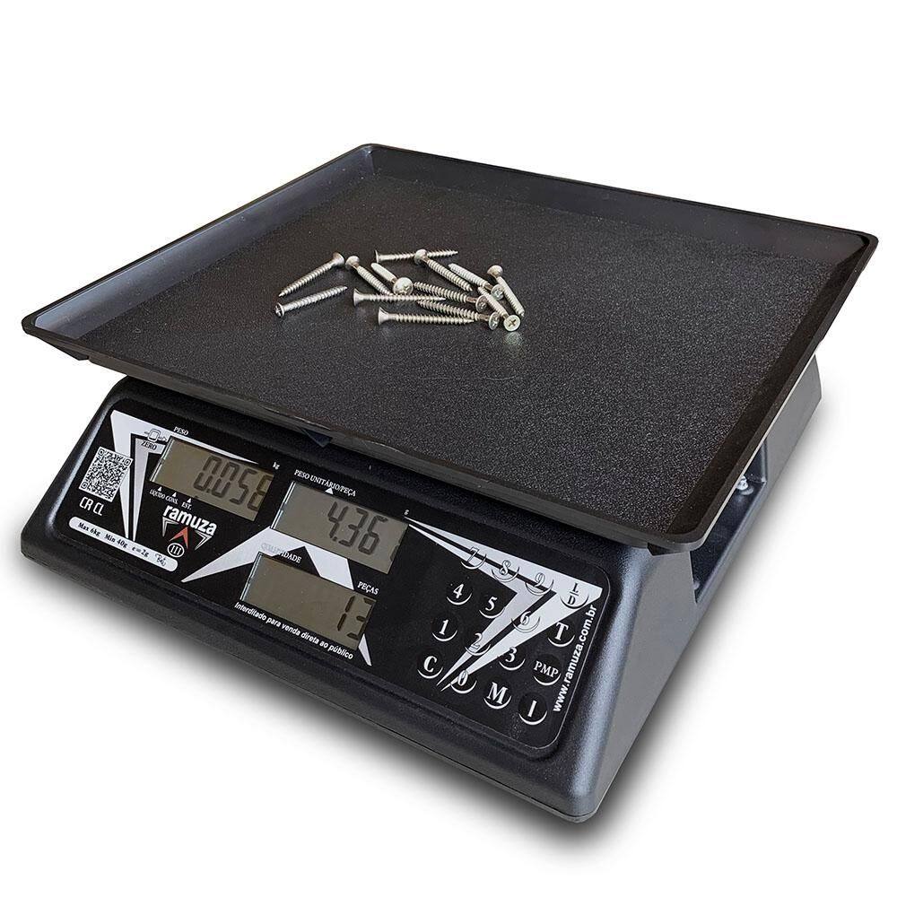 Balança Contadora Ramuza 15kg/5g Bivolt Cristal Preta Sem Bateria