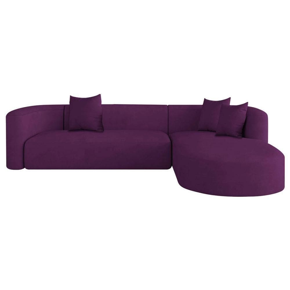 Sofá Modular Celinne Luxuoso Sala De Estar Decoração Luxo 265cm Suede Cor Roxo