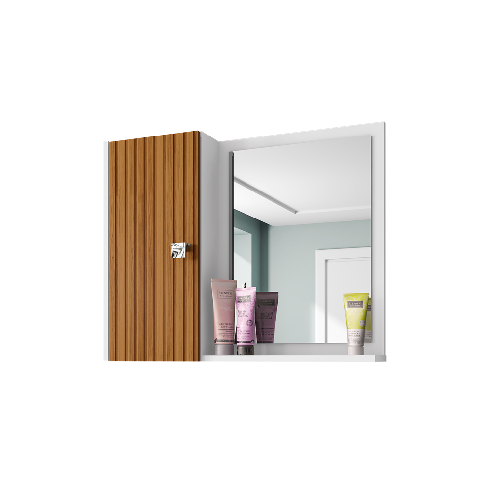 Espelheira Gênova Banheiro Branco Ripado