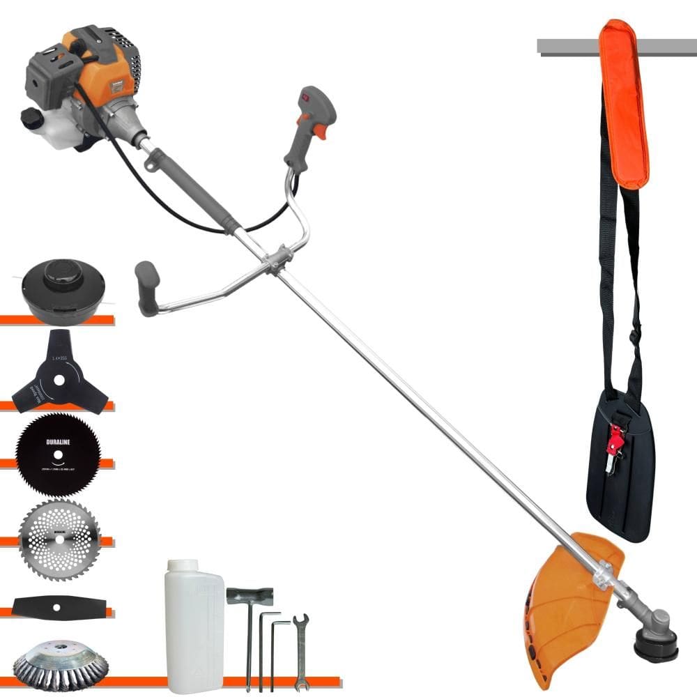 Roçadeira Multifunções Tekna RL520P À Gasolina 52cc 2HP 10.000rpm Com Carretel + Kit 4 Lâminas de Cortes + Escova de Aço Para Pavers e Calçadas