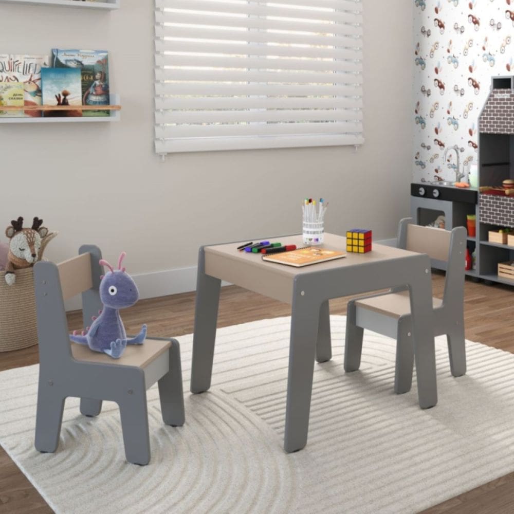 Conjunto De Mesa Infantil Com 2 Cadeiras Diana Cinza Connect