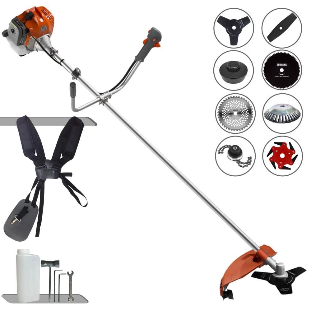 Cortador de Grama Completa À Gasolina Tekna RL520ACNTK 2 Tempos 52cc 2HP Alta Performance Roçadeira Com Carretel de Nylon e Kit de 7 Opções de Corte