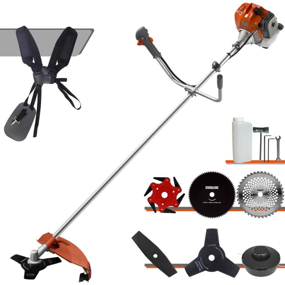 Roçadeira À Gasolina Tekna RL520ACNTK 2T 52cc 2HP Alta Rotação Com Cabeçote de Nylon + Facas 2 Pontas, 3 Pontas, 6 Pontas, 40 Dentes e 80 Dentes