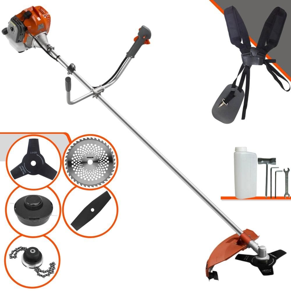 Podador de Cortar Grama Tekna RL520ACN-TK À Gasolina 2T 2HP 52cc Com Lâmina Facão + Lâmina 3 Pontas + Disco 40 Dentes + Trimmer + Carretel de Nylon