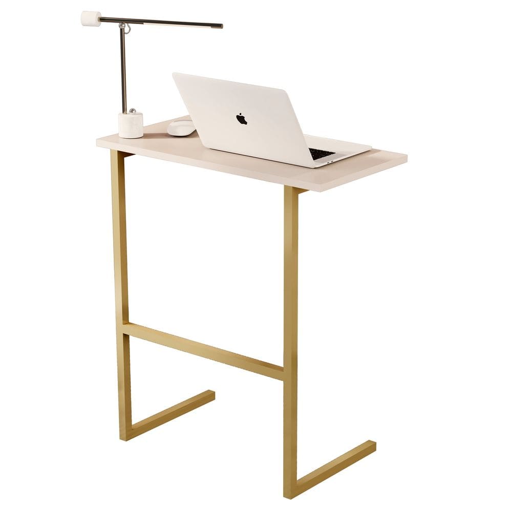Mesa P Notebook Thor Mdp Pés Ferro Pérola Dourado