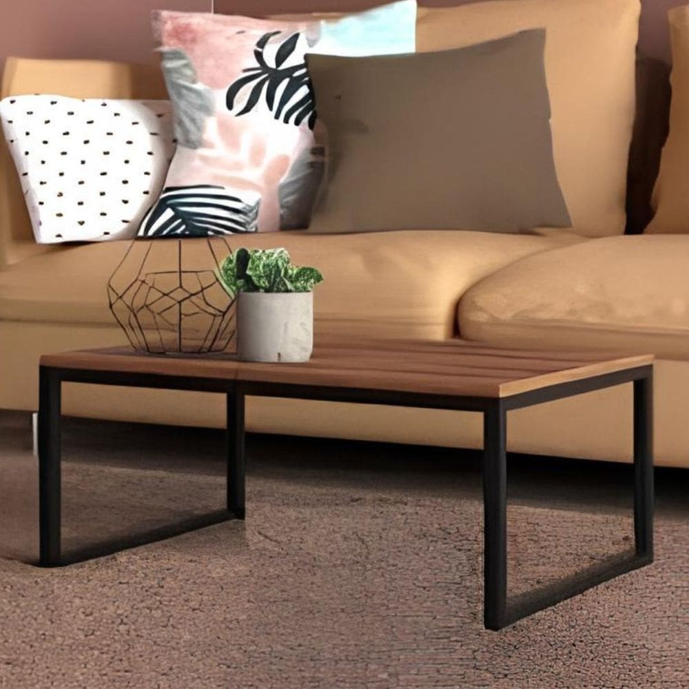 Mesa Centro Sala Pés De Ferro Tampo Mdf 60x40 Amadeirado