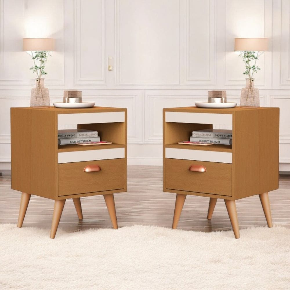 Kit Mesa Cabeceira 2 Unidades Ype Off White Ype