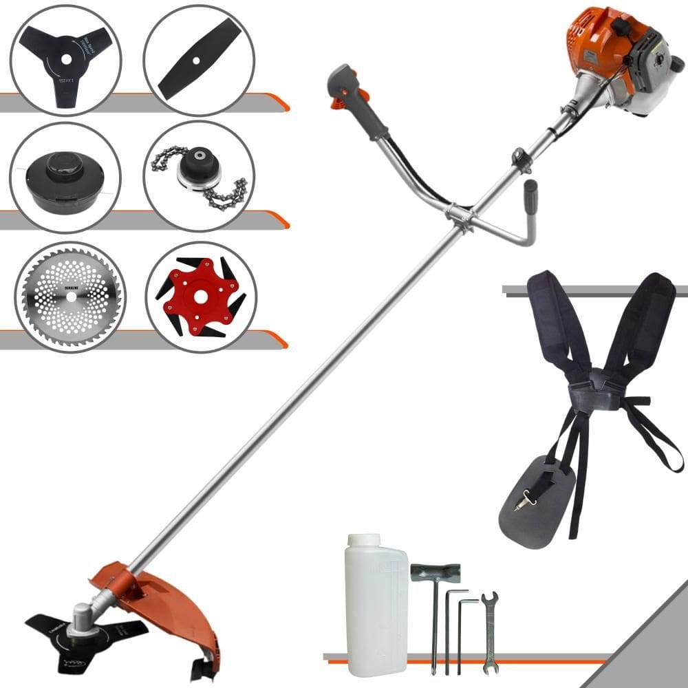 Roçadeira Profissional Completa Tekna RL520ACN-TK À Gasolina 2T 52cc 2HP de Potência Alta Rotação Com Carretel de Nylon + Kit 5 Lâminas de Cortes