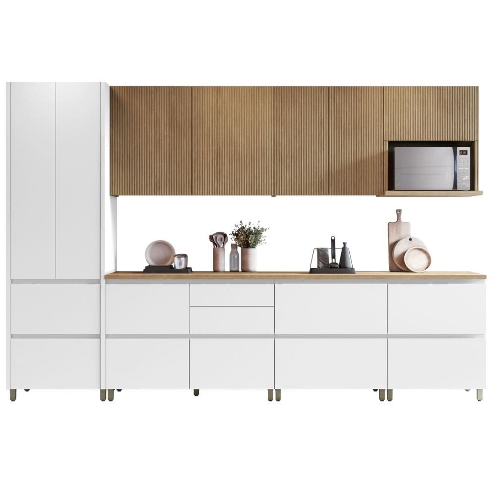 Armário De Cozinha Completa 100% Mdf 10 Portas 8 Gavetas Raissa Nesher