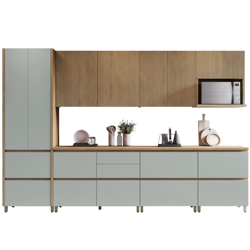 Armário De Cozinha Completa 100% Mdf 10 Portas 8 Gavetas Raissa Nesher