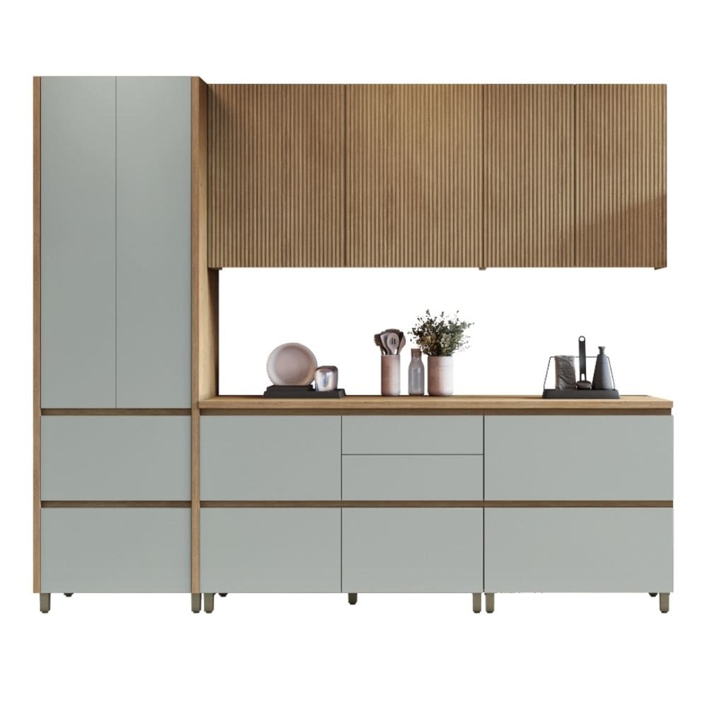 Armário De Cozinha Completa 8 Portas 7 Gavetas 100% Mdf Raissa Nesher