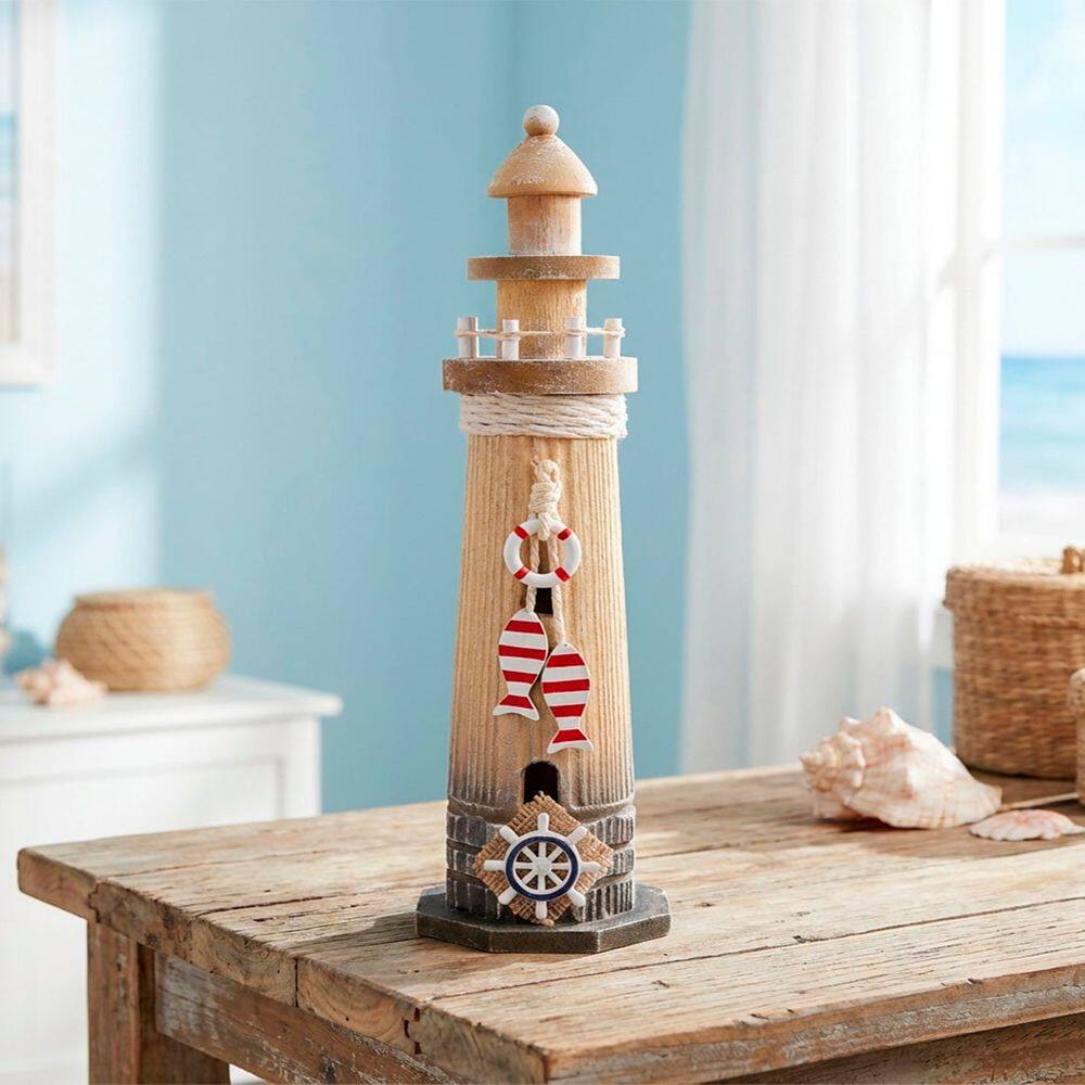 Farol Decoração Náutico Artesanal Casa Praia Marítimo 33cm