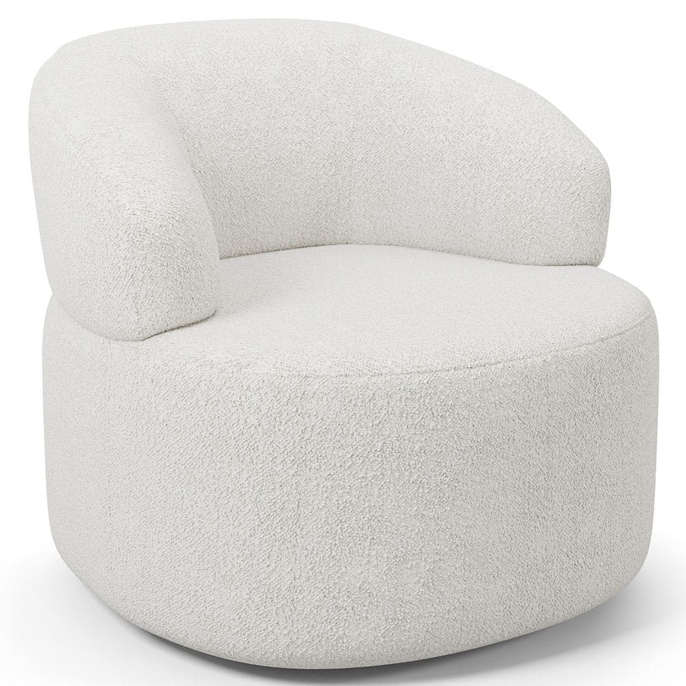 Poltrona Giratória Orgânica Para Sala de Estar Living Helena L02 Prime Bouclê Cru - Lyam Decor