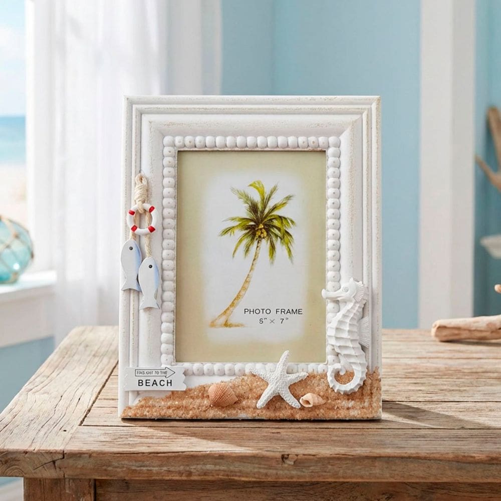 Porta Retrato Mesa Decoração Casa De Praia Oceano Mar 5x7”