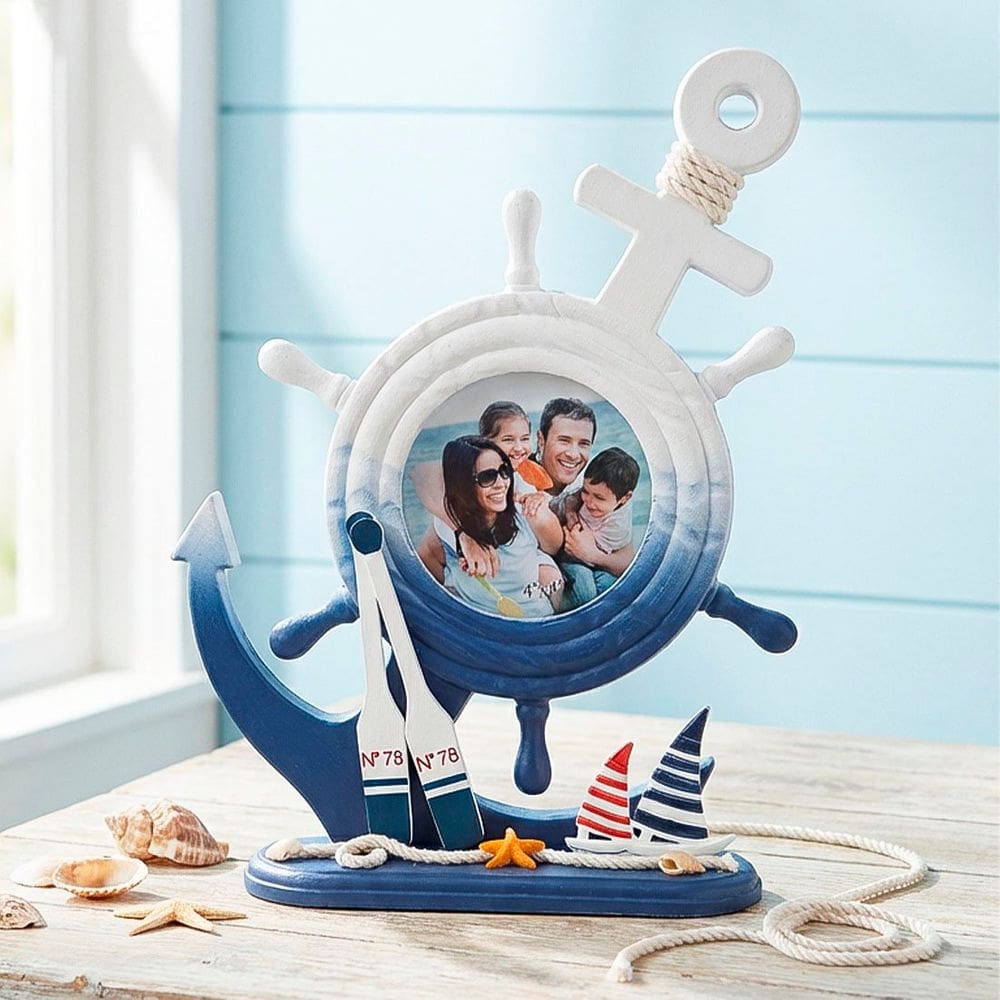 Porta Retrato Mesa Decoração Casa De Praia Timão Oceano 4x4