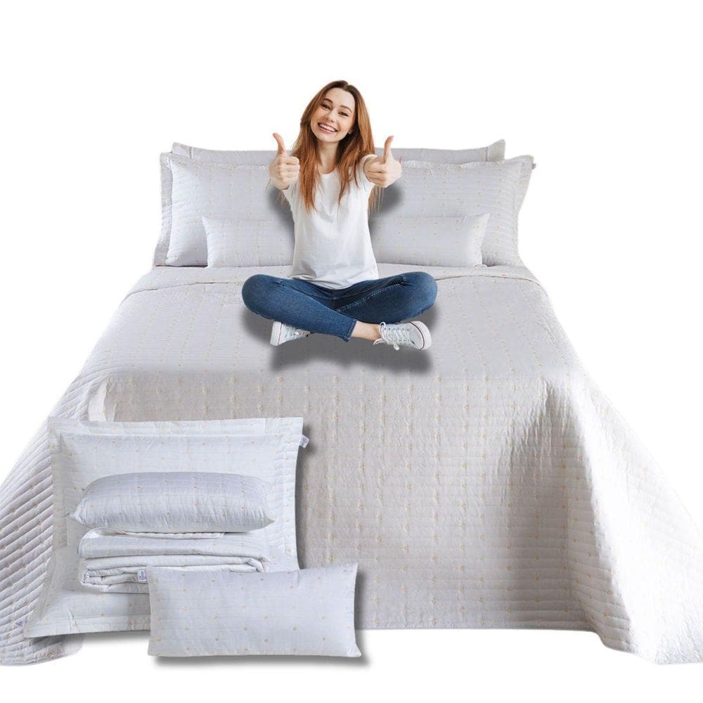 Cobre Leito King Urbany 7 Peças Bordado Hipercal 400 Fios