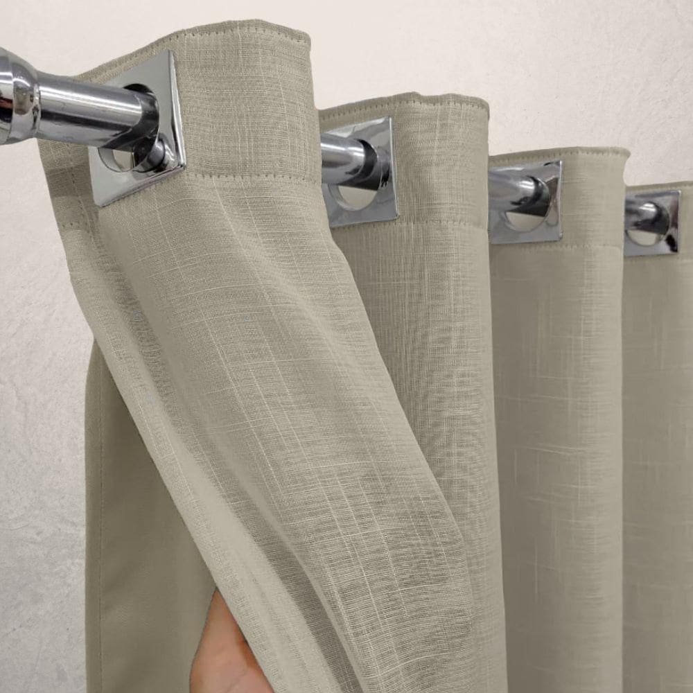 Cortina Voil Gaze Linho Palha 2,80X2,30 Forro Blackout Alto