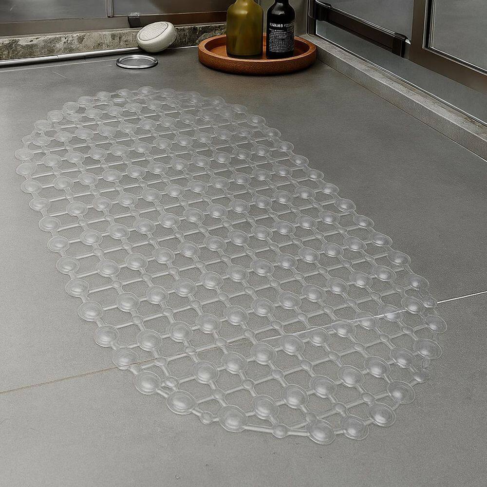 1 Tapete Box Banheiro Ventosa Antimofo Pvc 34X64 Oval Ess