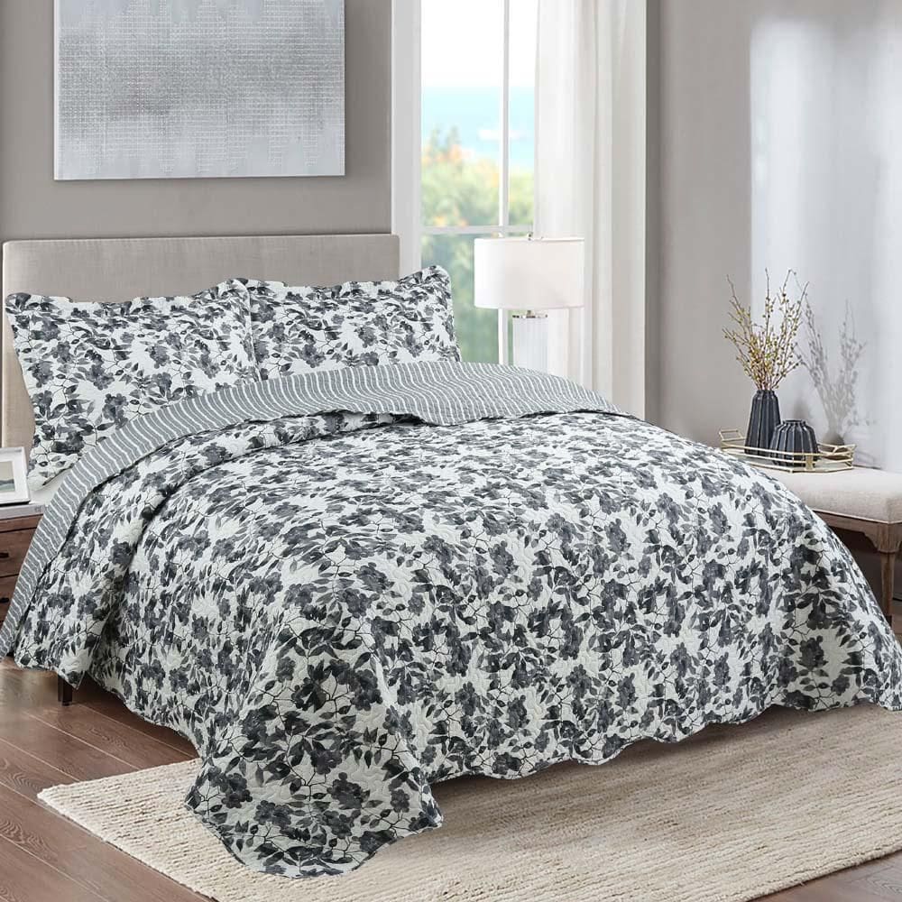 Kit Cobre Leito Colcha Mix King Estampado Dupla Face Floral