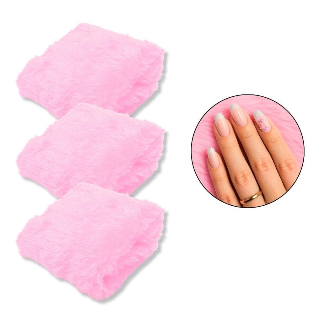 Kit 3 Tapetes Pelúcia Rosa Fotos Unha Manicure 44 X 33Cm