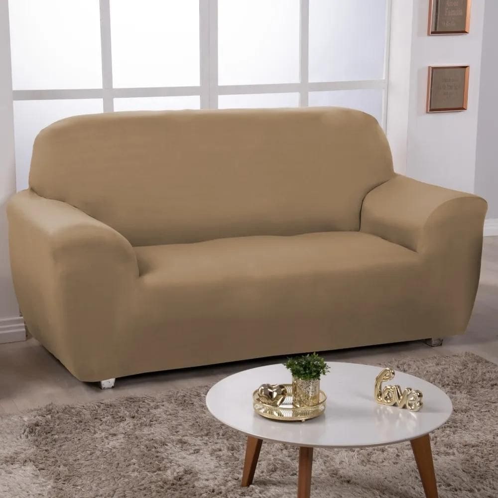 Capa De Sofá 3 Lugares Avulsa De Malha Costura Reforçada Cor