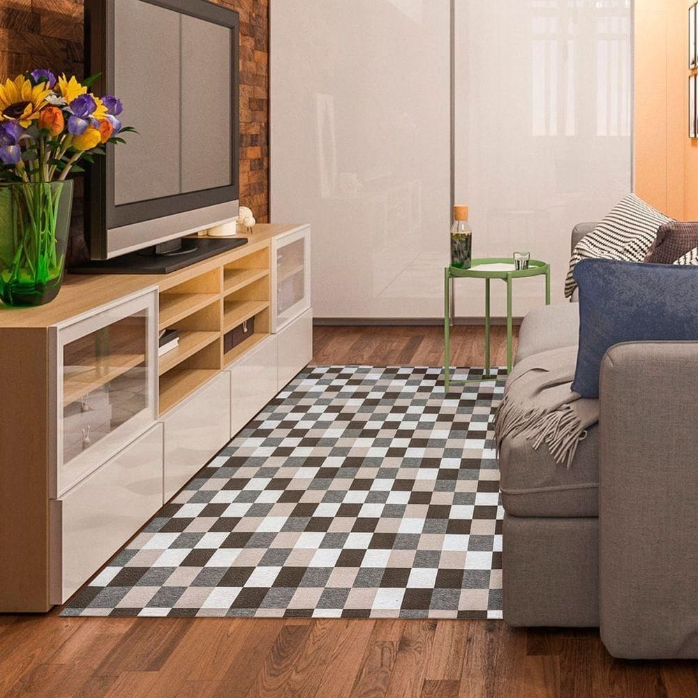 Tapete Em Tecido Jacquard Com Látex 1,35 M X 1,00 M 75% Algodão, 25% Poliéster - Pixel Caramelo