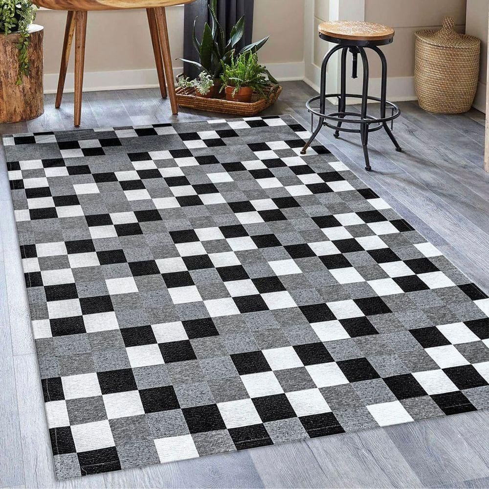 Tapete Em Tecido Jacquard Com Látex 1,35 M X 1,00 M 75% Algodão, 25% Poliéster - Pixel Preto