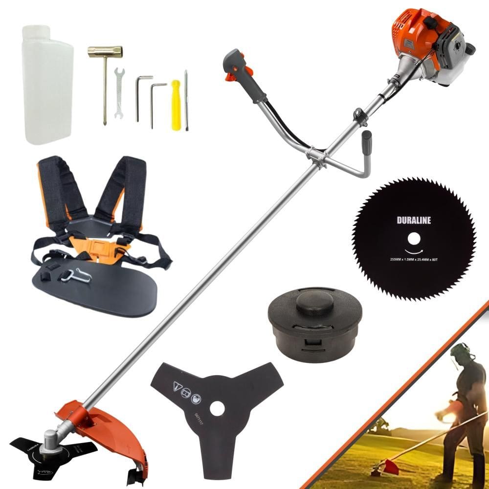 Roçadeira Profissional Tekna RL430ACNTK 2 Tempos 43cc 1,7HP de Potência Cortador de Grama Com Cabeçote de Nylon + Lâmina 3 Pontas + Lâmina 80 Dentes