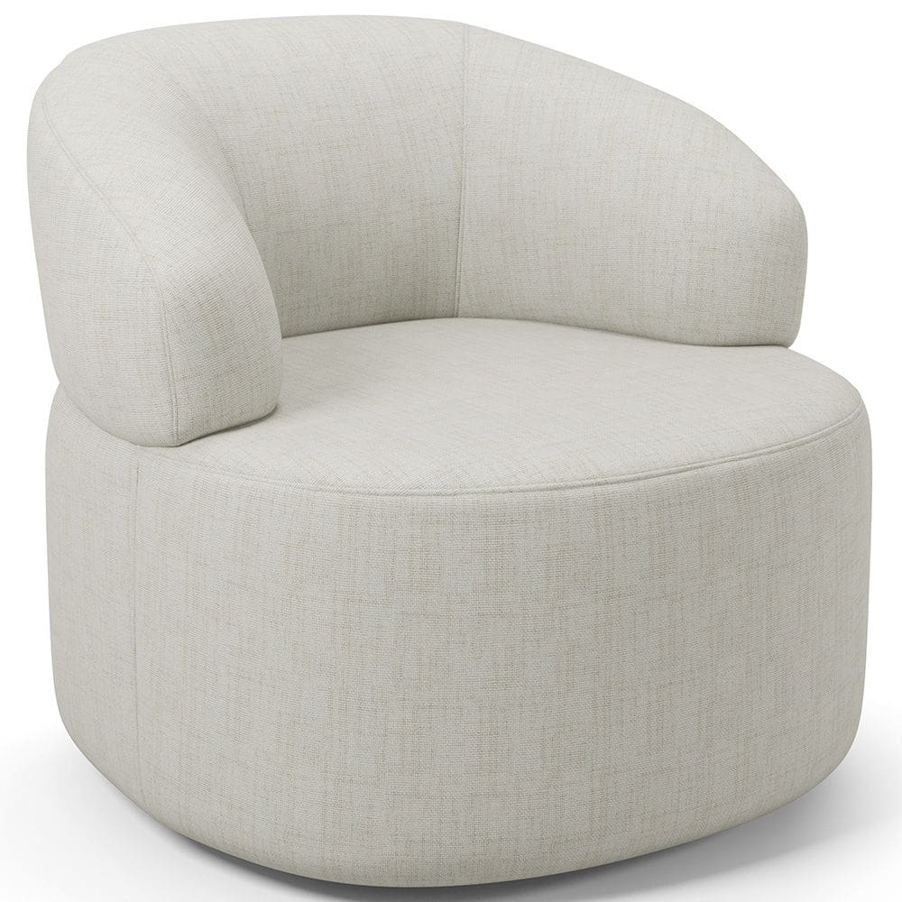 Poltrona Giratória Orgânica Para Sala de Estar Living Helena L02 Linho Cru - Lyam Decor