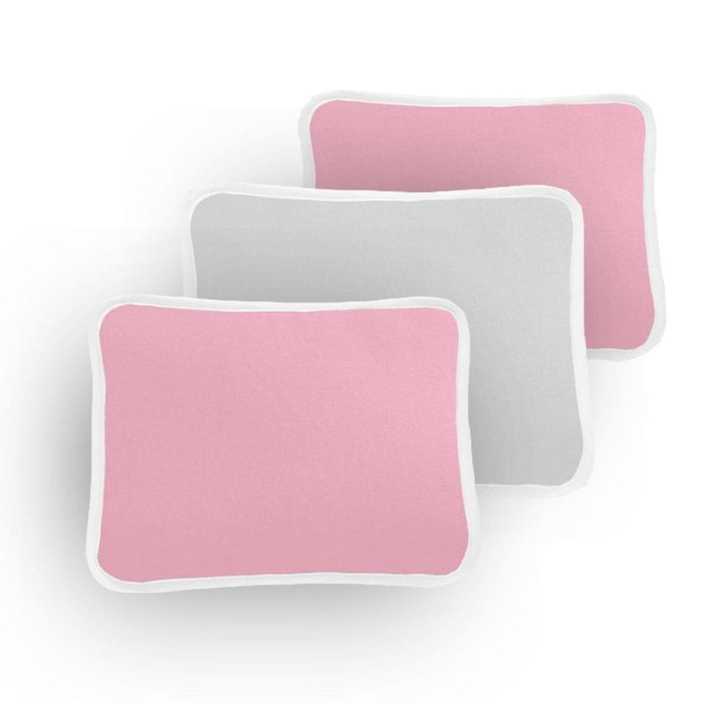 Kit 3 Fronha Lisa Travesseiro Bebê 30X40Cm Rosa E Cinza