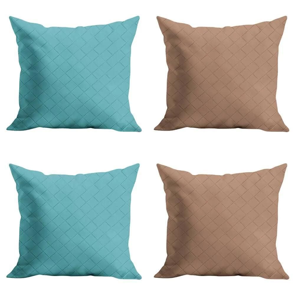 Capas Almofada 43X43Cm Kit 4 Peças Rio Azul E Bege
