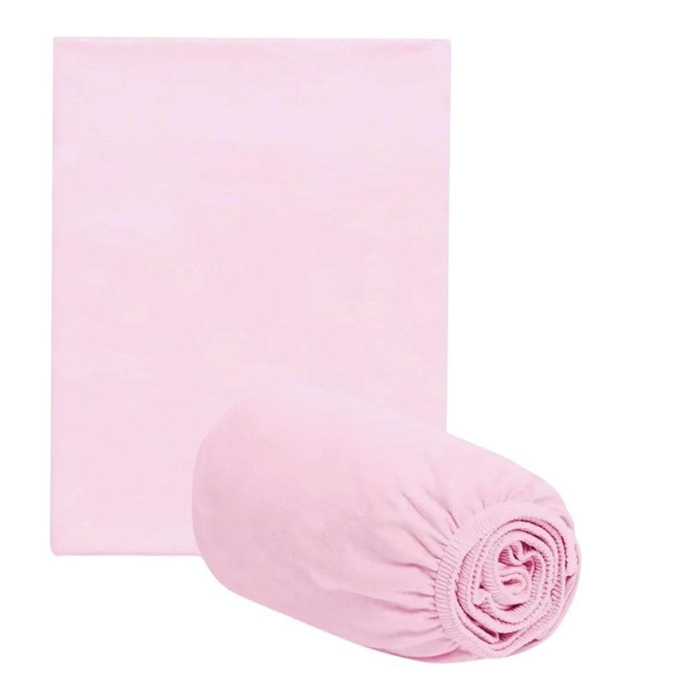 Jogo Lencol Berco Algodao 2 Pecas Priori Liso Rosa Dohler