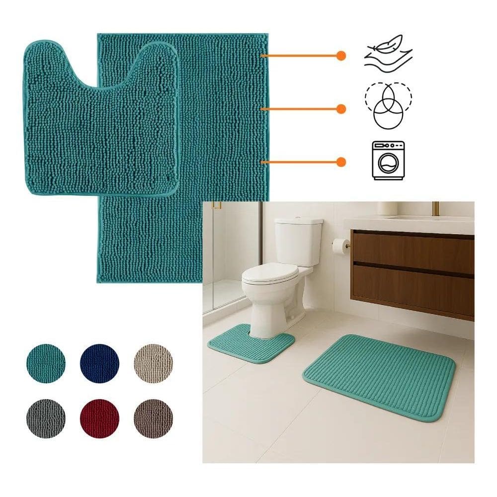 2X Jogo Tapete Banheiro Kit 2 Peças Macarrãozinho Bolinha Su